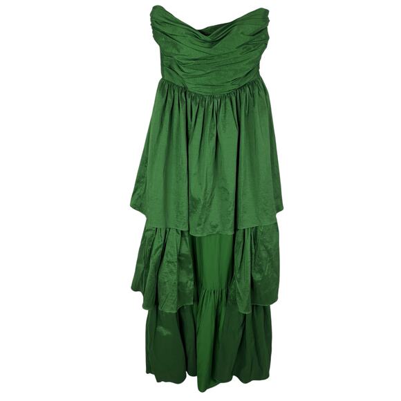 Lovers and Friends Michie Strapless Maxi Dress Tiered Ruffle Party Green Size XS - Picture 5 of 11
